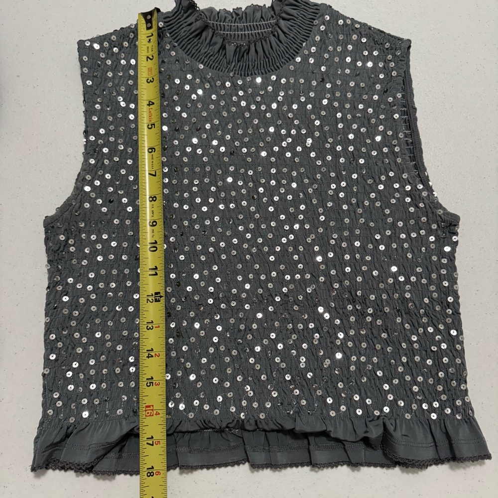 Sandro Yahir Smocked Sequin Tank Top - Picture 10 of 10